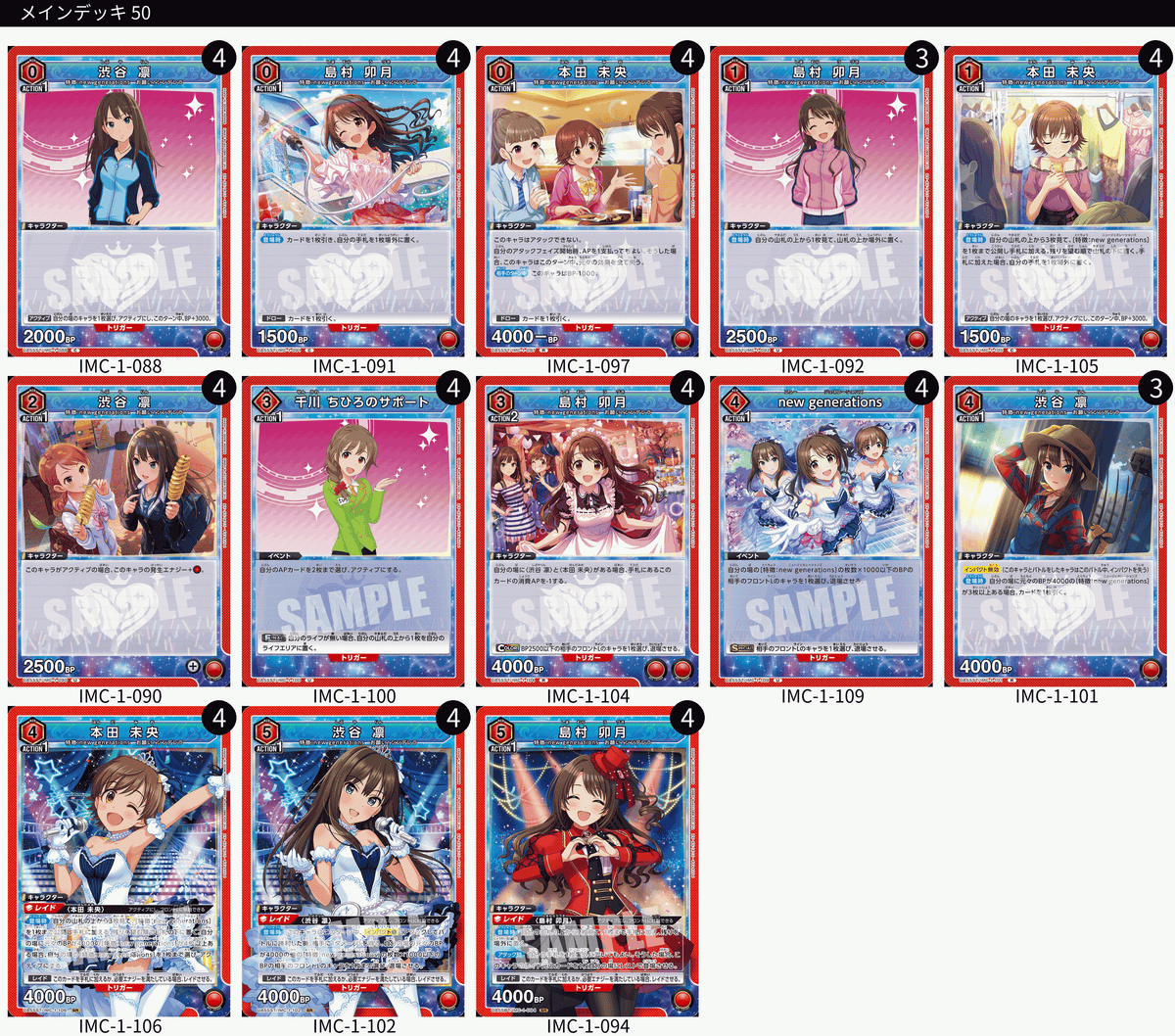 アイドルマスター シンデレラガールズ：【赤】new generationsデッキ
